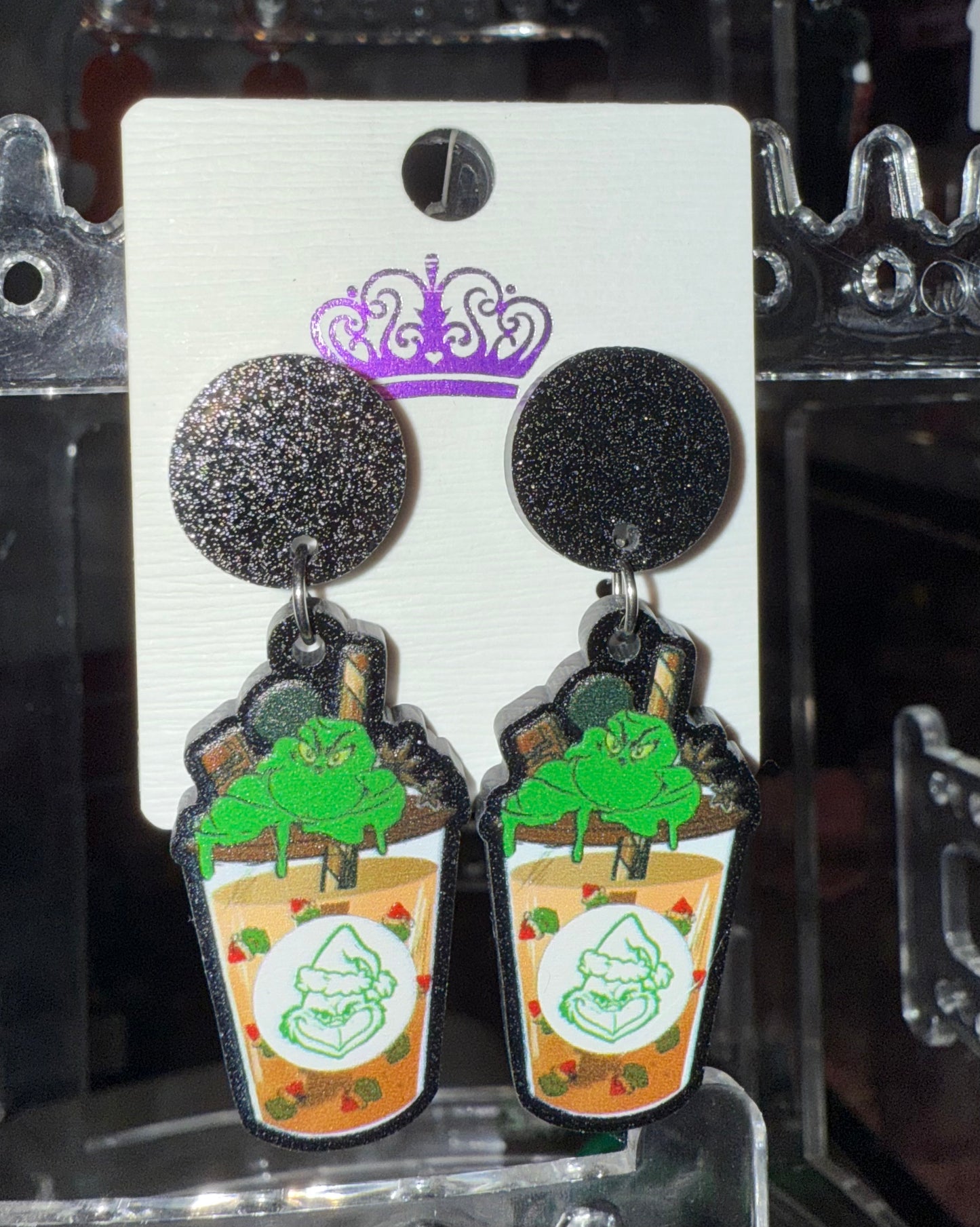 Grinch Frappe Dangle Earrings