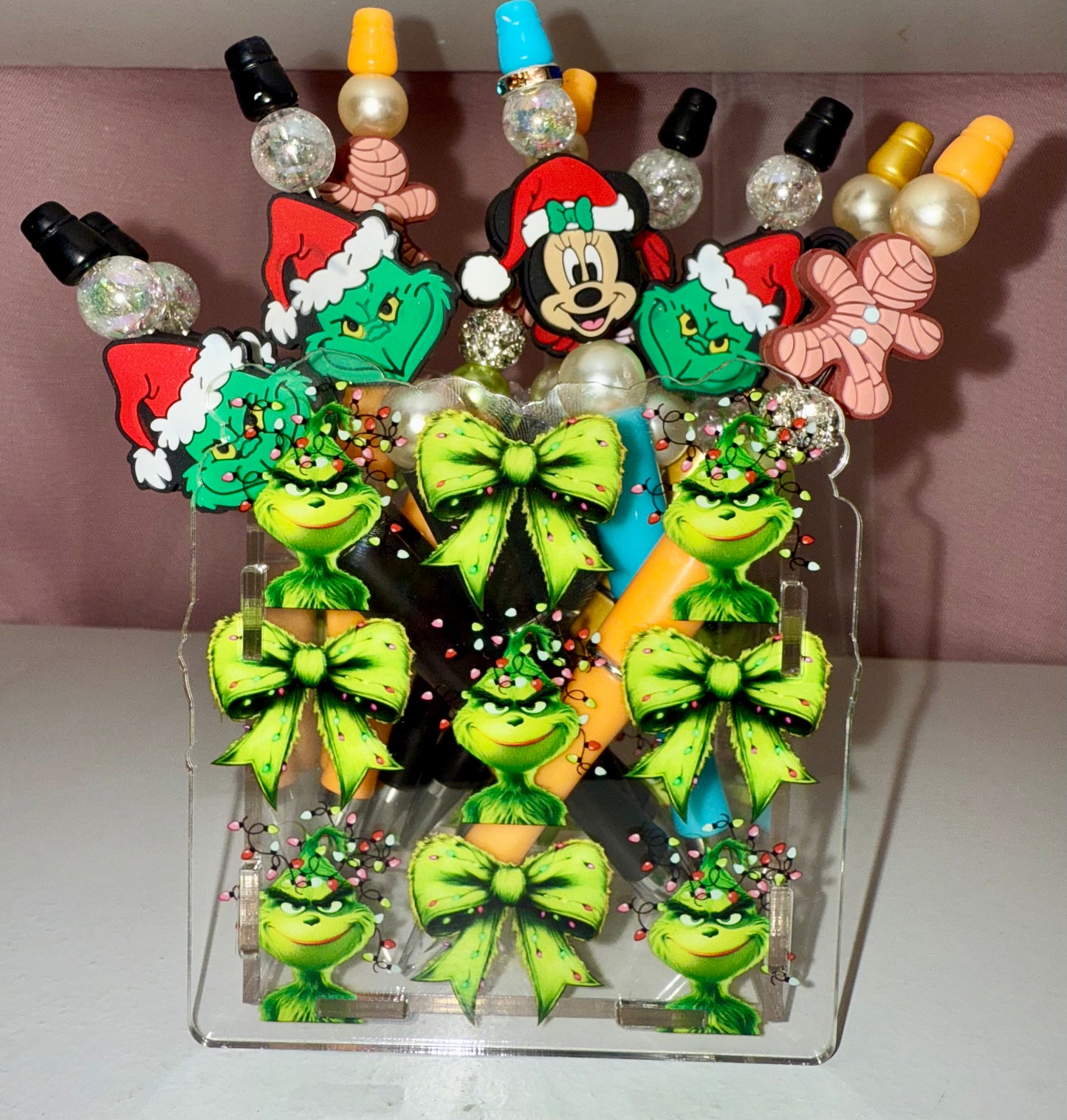 Cute Grinch Pencil Holder with Bow π