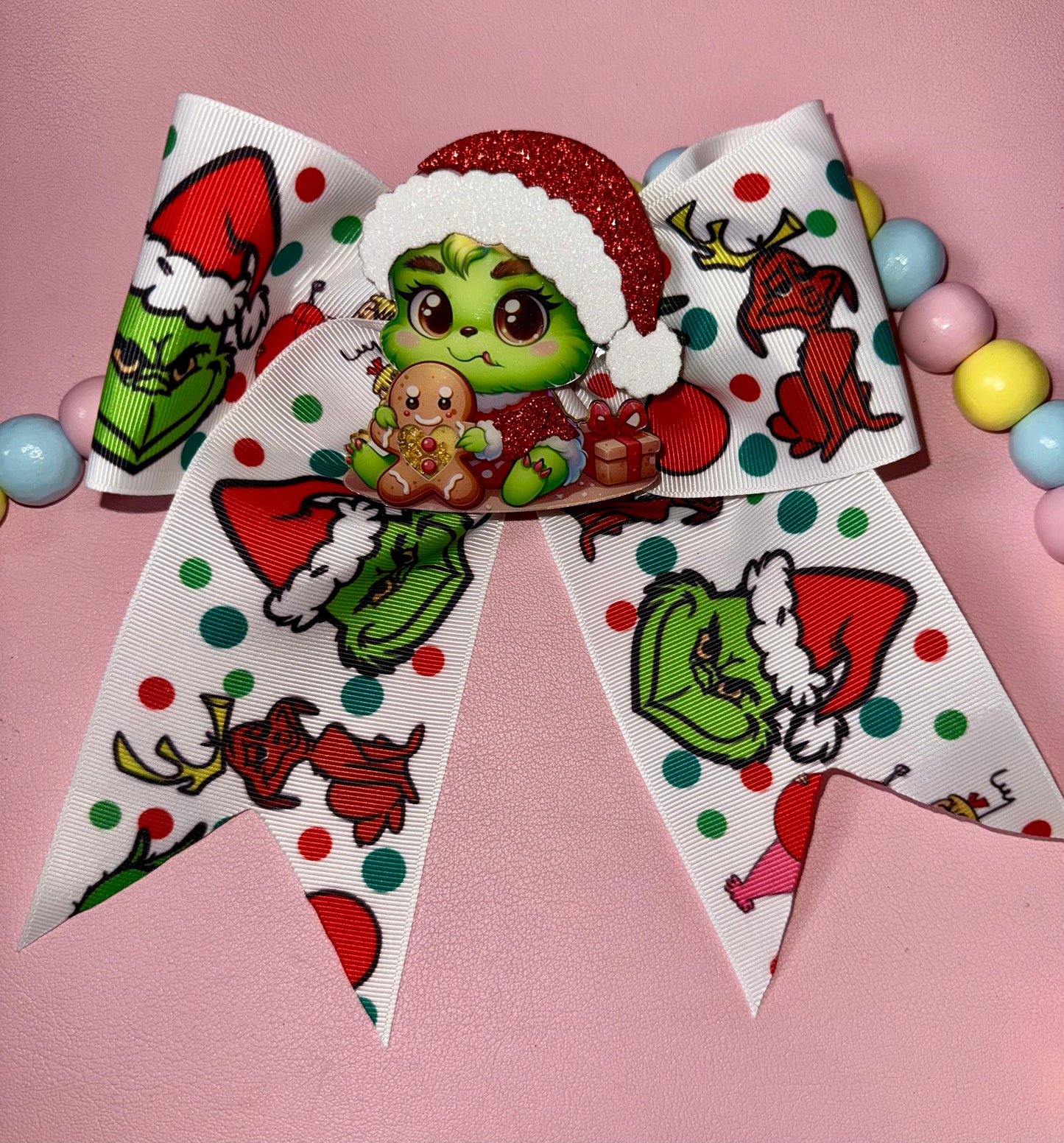 Baby Grinch Cheer Bow