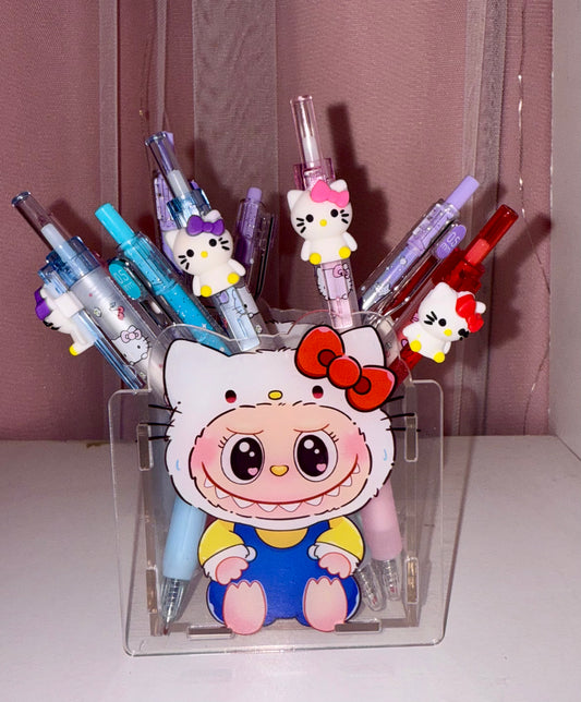 Labubu x Hello Kitty Acrylic Pen Holder