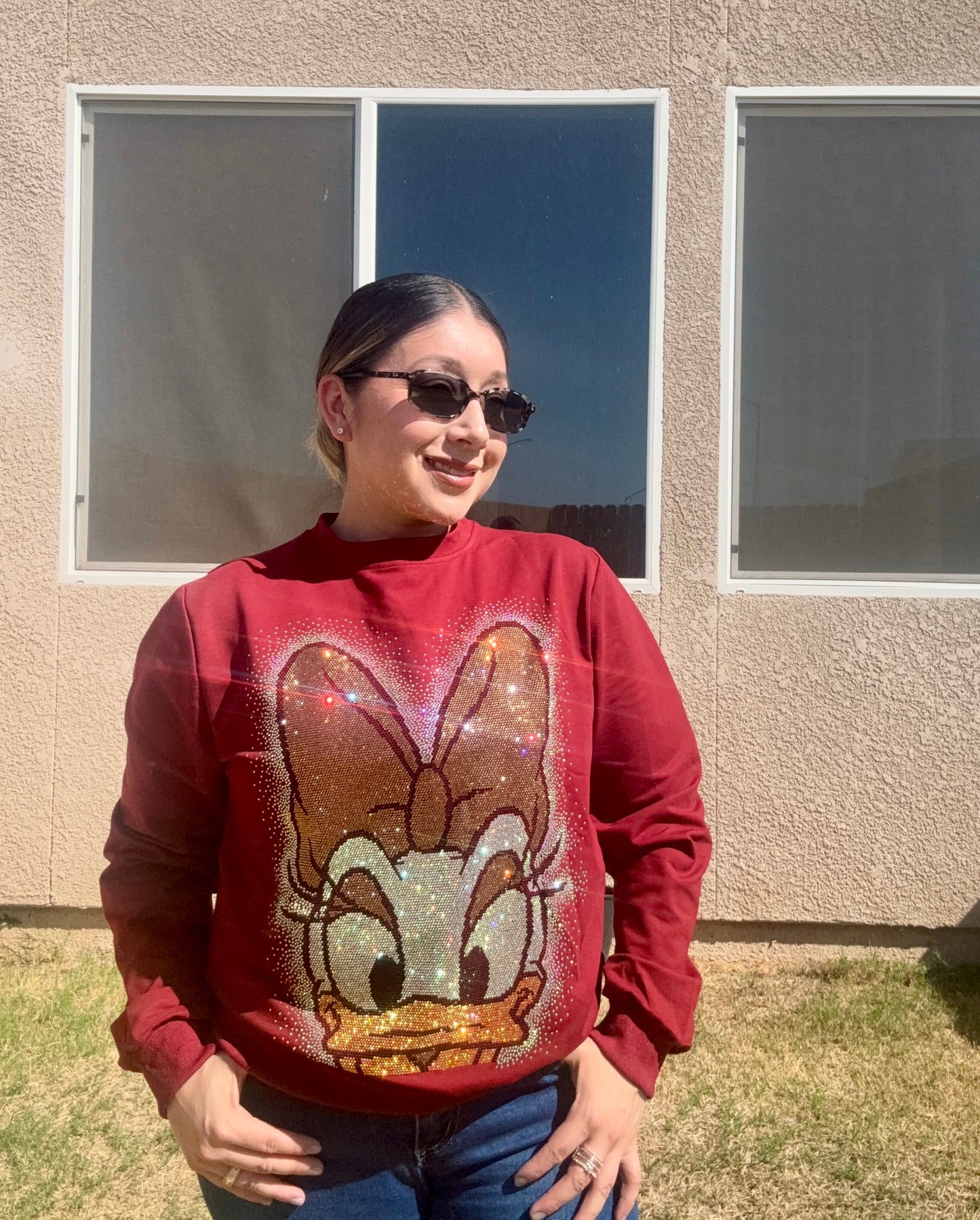 Burgundy Sparkle Duck Sweater ✨