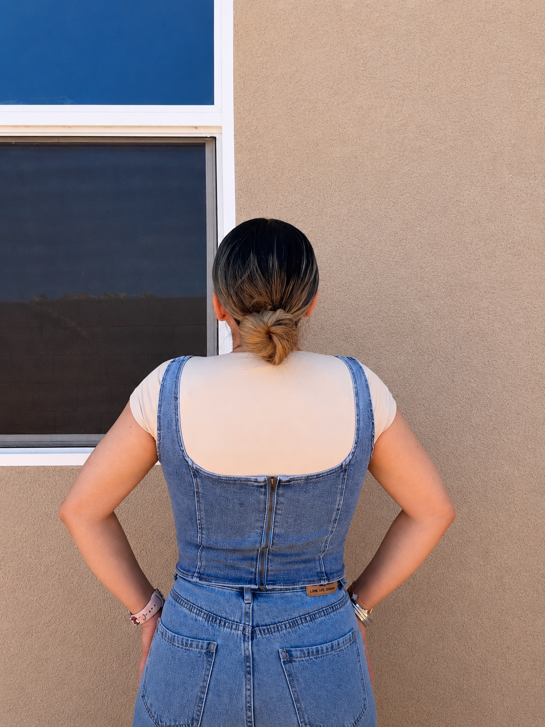 Rhinestone Denim Corset Top