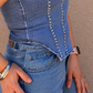 Rhinestone Denim Corset Top